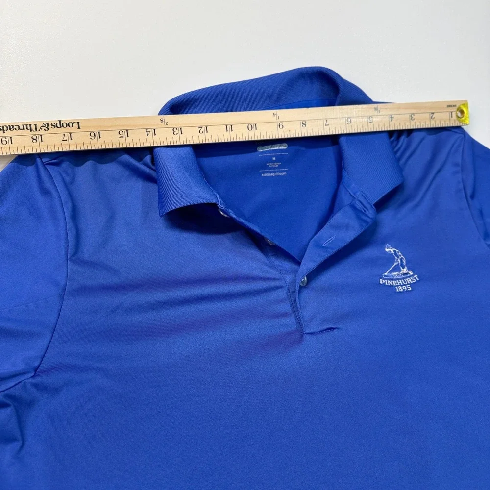 Adidas Golf Polo Shirt Men's Medium Blue Pinehurst 1895 Performance Puremotion‎